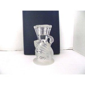 Vtg. Crystal Frosted Glass Swan Taper Candle Holder by PartyLite